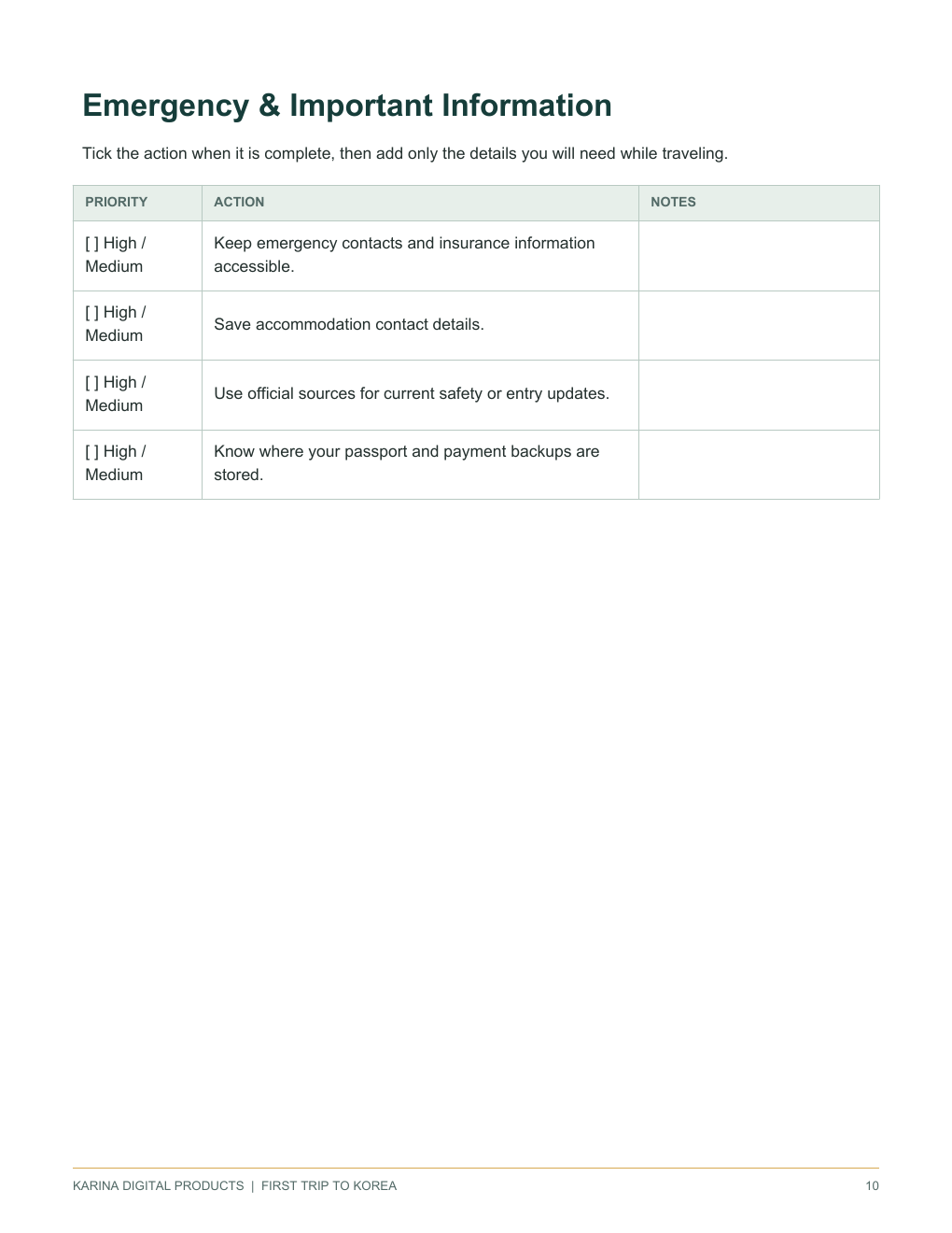 Sample arrival planning page